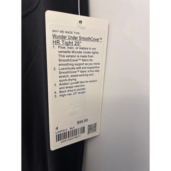 Lululemon Wunder Under Smooth Cover Tight Sz 4 25" Black NWT - Picture 3 of 5